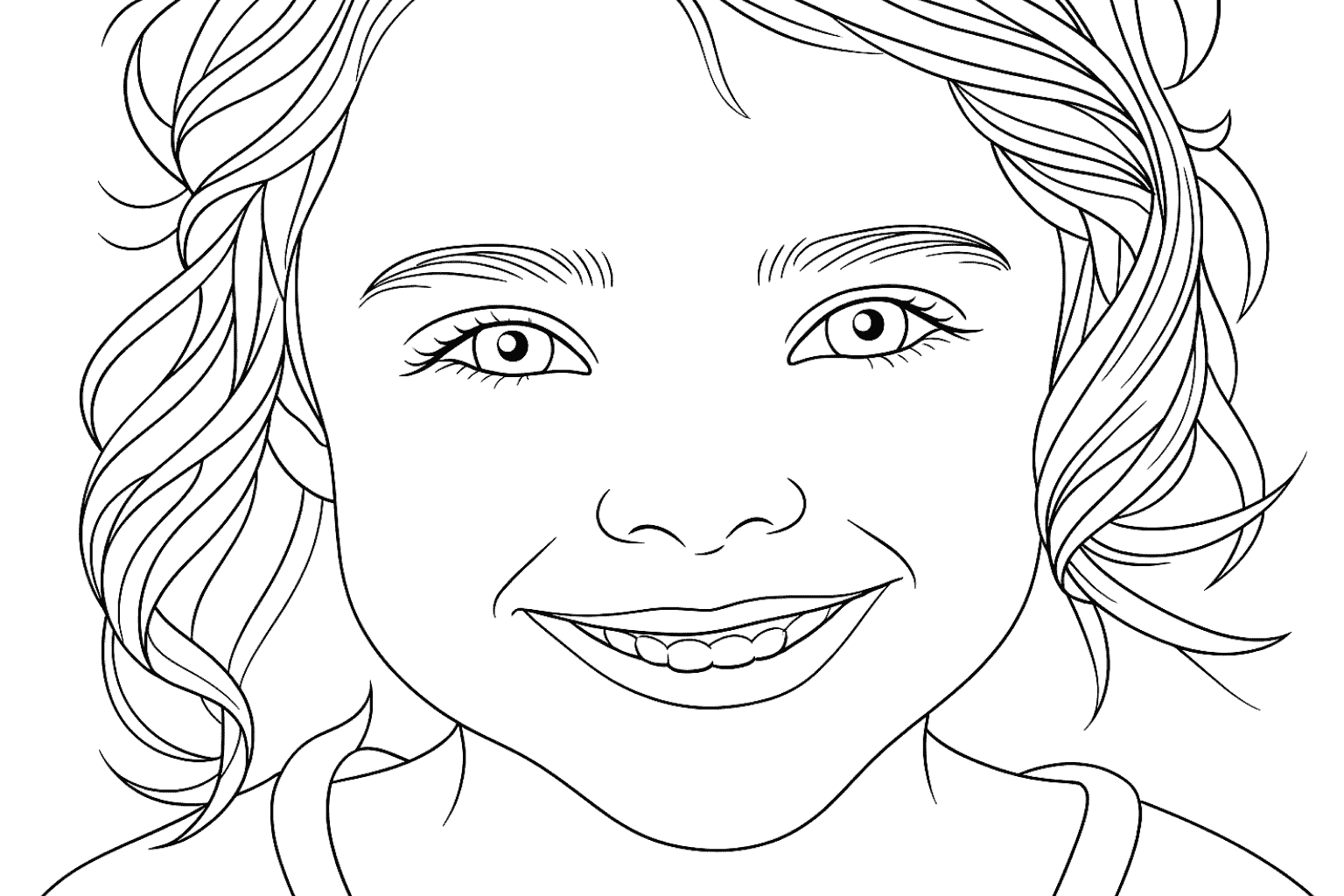 Little Girl Photo into Coloring Page