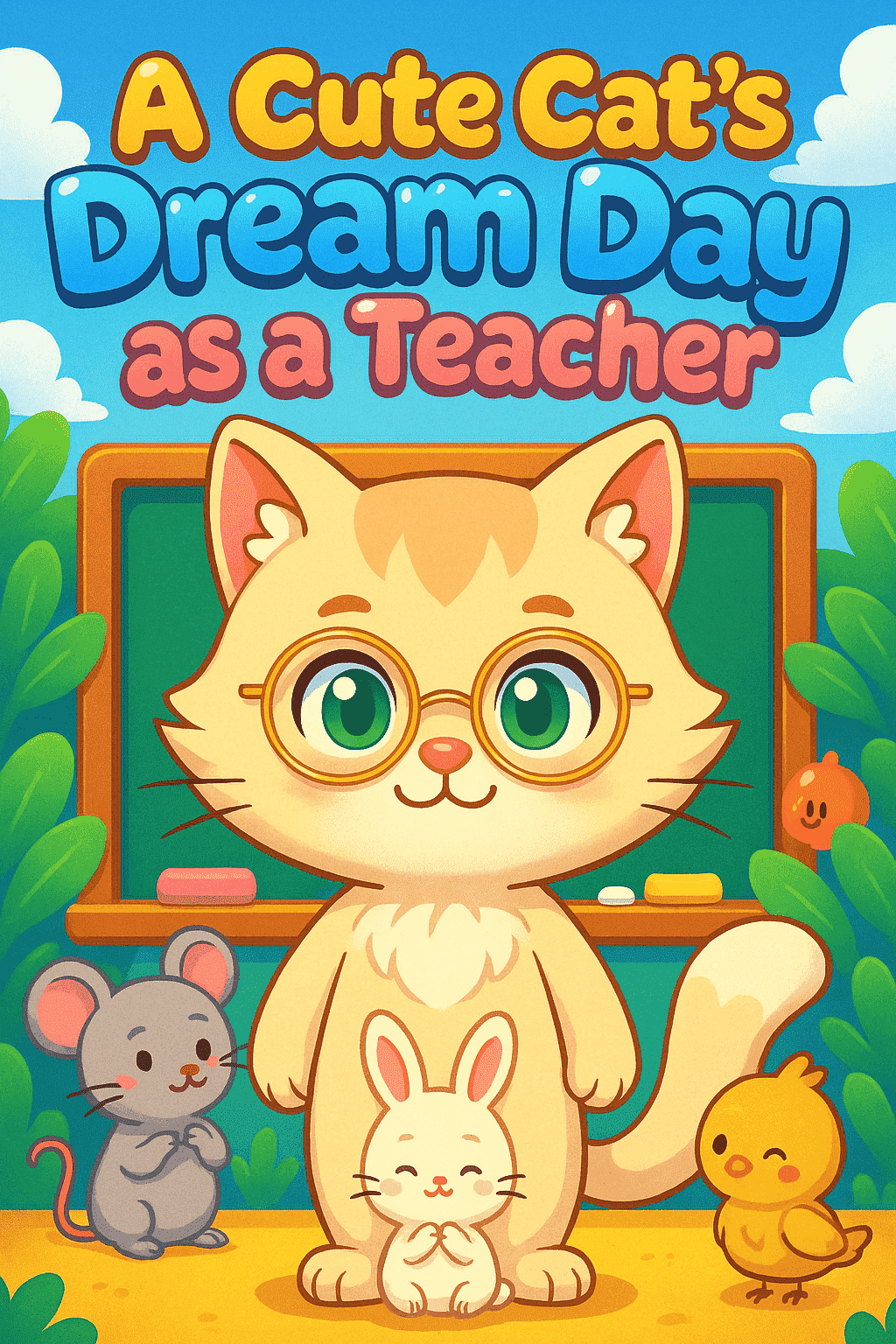 A cute cat's dream day as a teacher