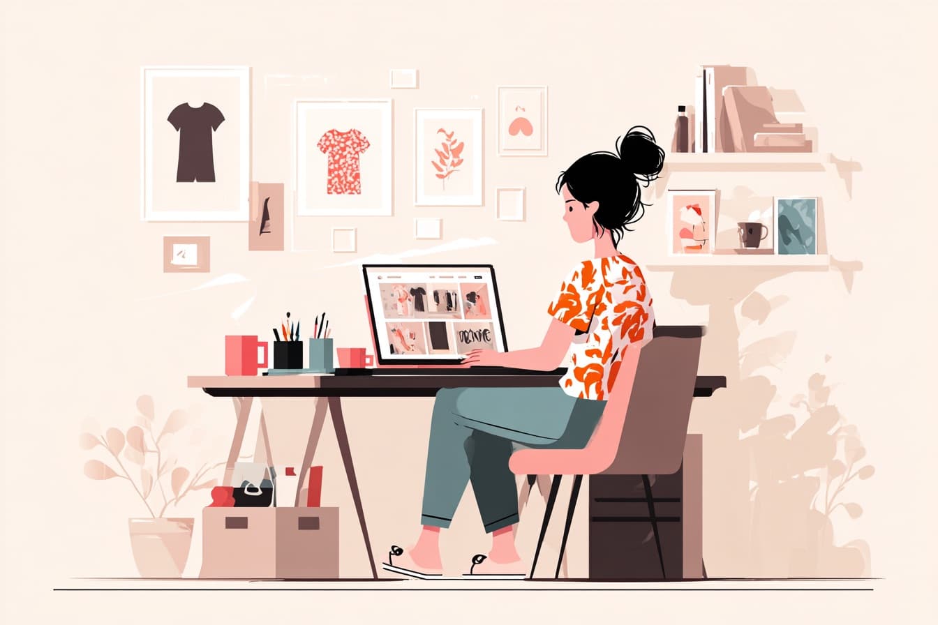 Illustration of Print-on-demand Seller text to coloring page