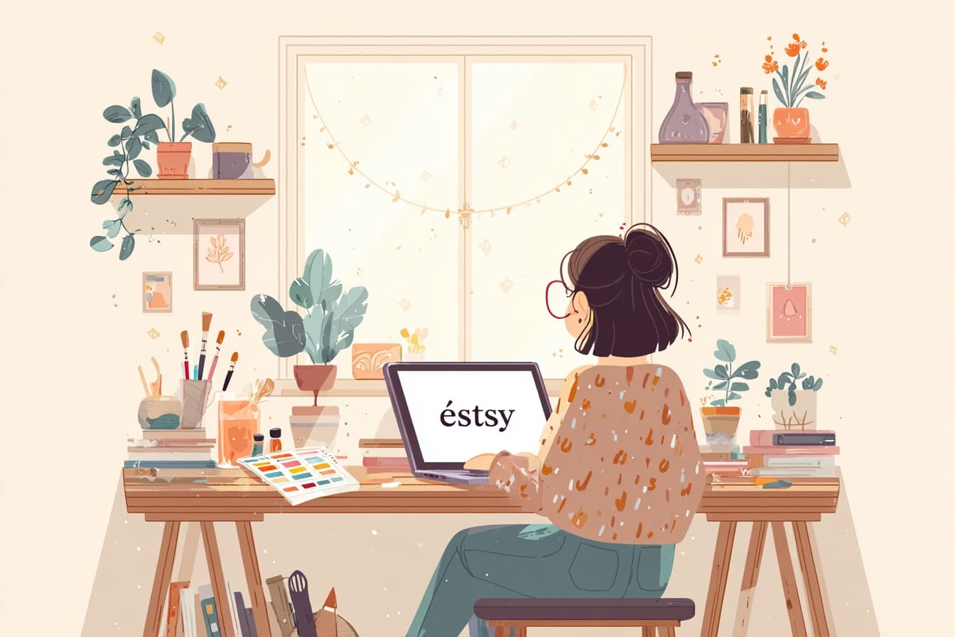 Illustration of Etsy Creator text to coloring page