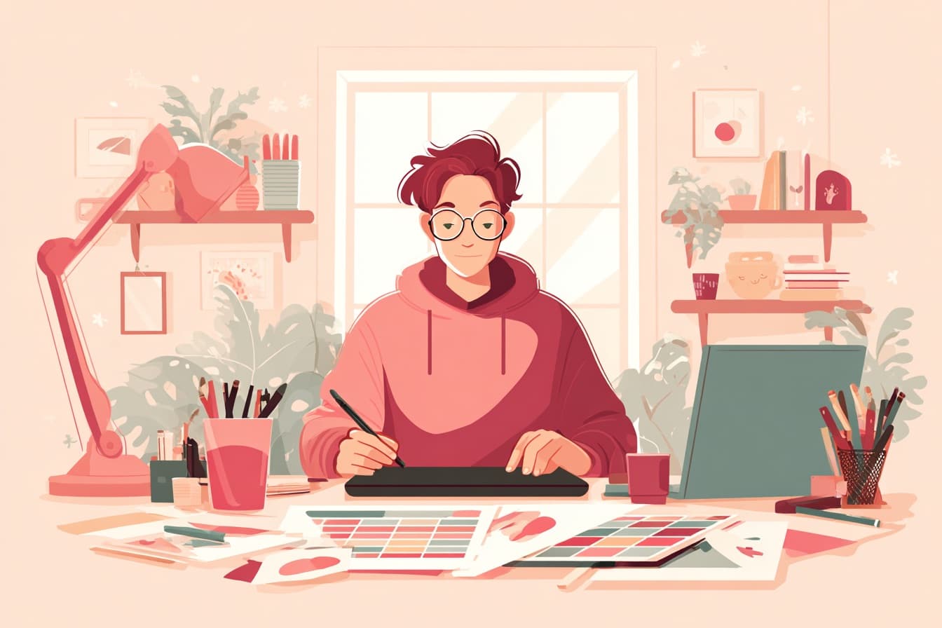 Illustration of Designers & Illustrators text to coloring page